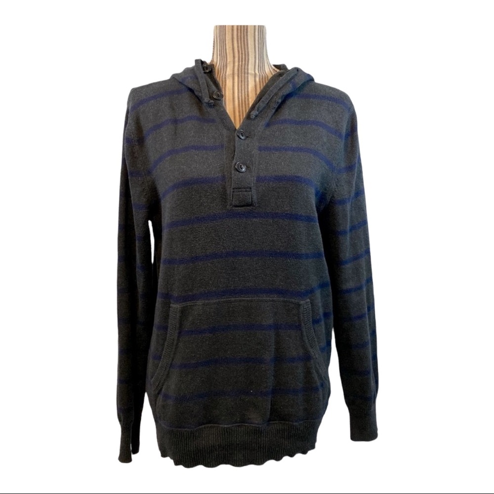 Jcrew gray & navy striped hoodie sweater